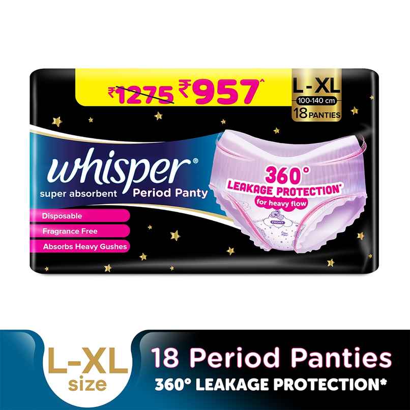 Whisper Super Absorbent Period Panty, 18 L-XL Pants Whisper Super Absorbent Period Panty, 18 L-XL Pants