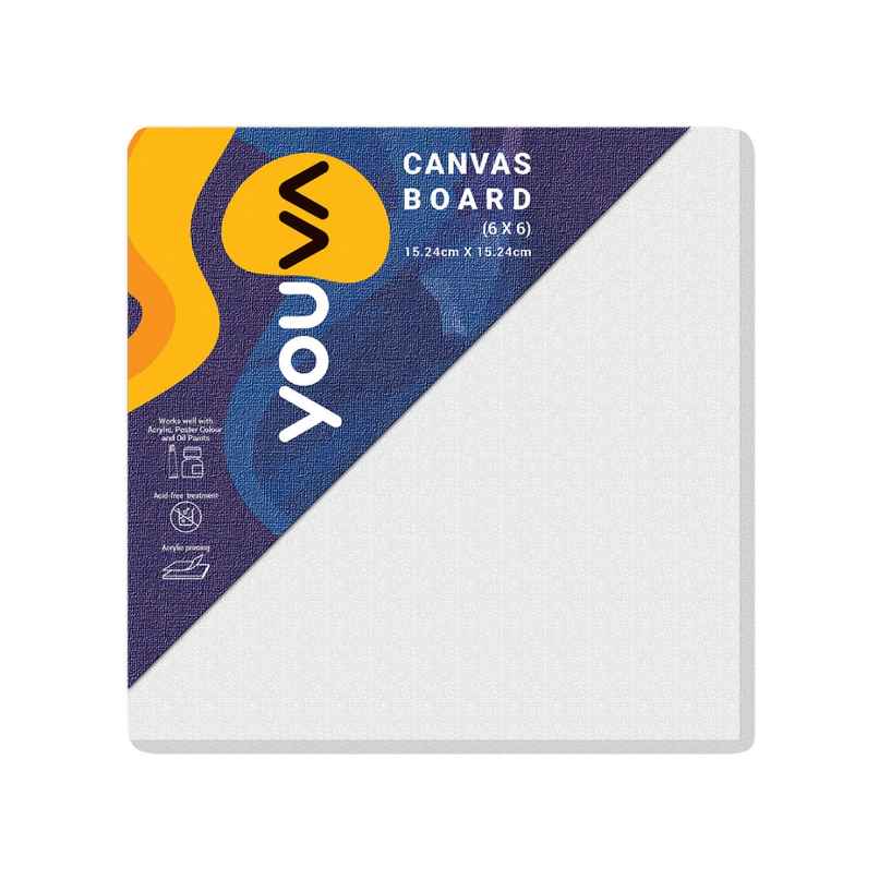 Navneet Youva Primed Canvas Board for Acrylic and Oil colour painting 6x6 inch