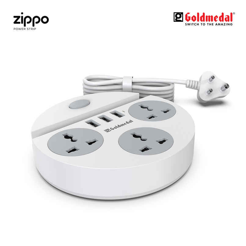 Goldmedal Zippo 1.5-Meter Extension Cord | 3 USB Charging Ports & Mobile Holder