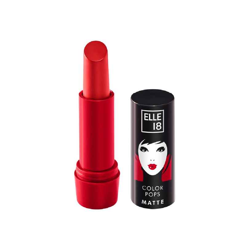 Elle 18 Color Pop Matte Lipstick | Quick Drying | Highly Pigmented | with Vitamin E | Crazy Red