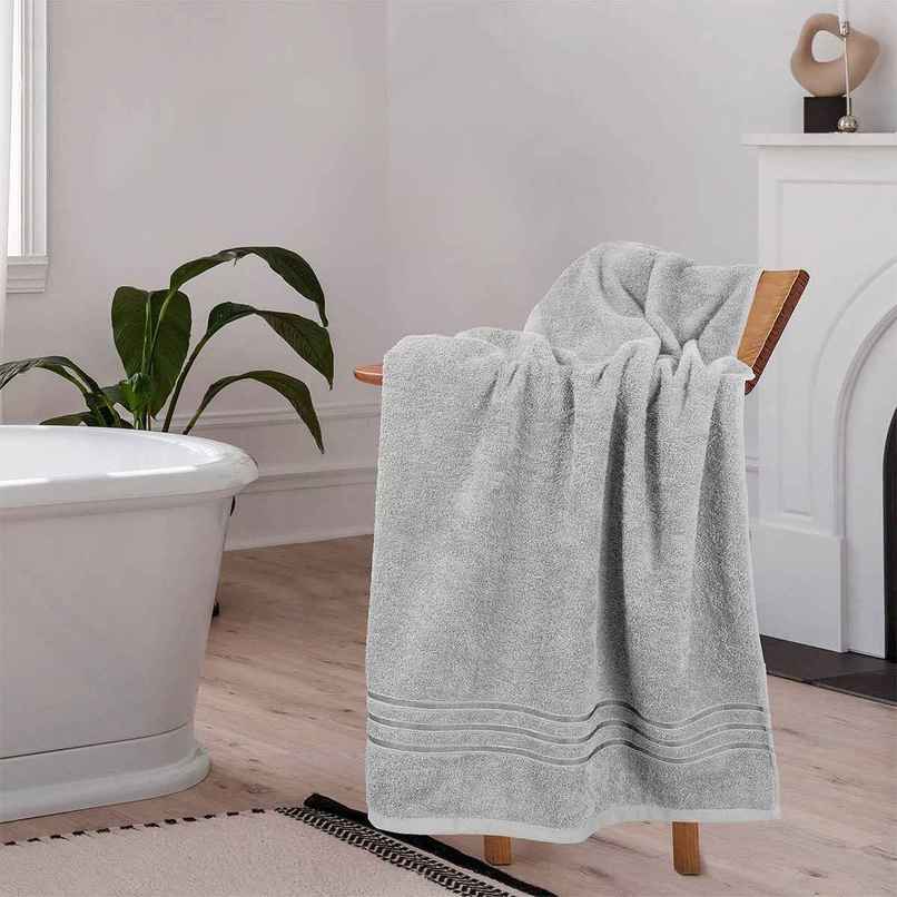 Home Elegance by myTrident Comfort Living Cotton Bath Towel | 70cm x 140cm | 400 GSM | Ice Grey