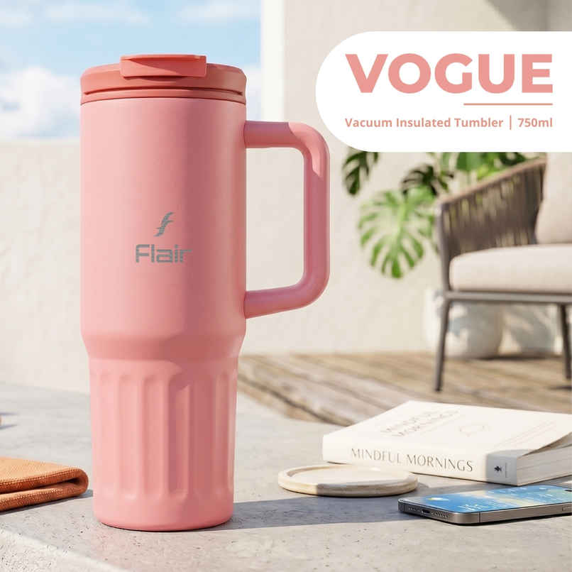 FLAIR Vogue 750 ML Insulated Stainless Steel Tumbler with Lid | Pink - 750 ml FLAIR Vogue 750 ML Insulated Stainless Steel Tumbler with Lid | Pink - 750 ml