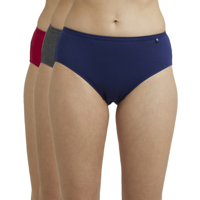 Jockey 1406 Women's Super Combed Cotton Underwear Mid Waist Hipster Panty|PO3 | Multicolor Dark assorted-XXL