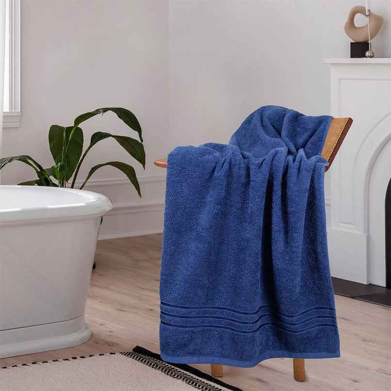 Home Elegance by myTrident Comfort Living Cotton Bath Towel | 70cm x 140cm | 400 GSM | Navy Blue