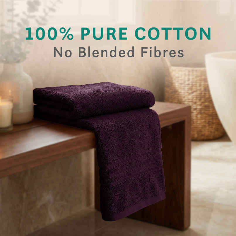 Mytrident Cotton Bath Towel | 400 GSM | Towels for Bath - Black Currant
