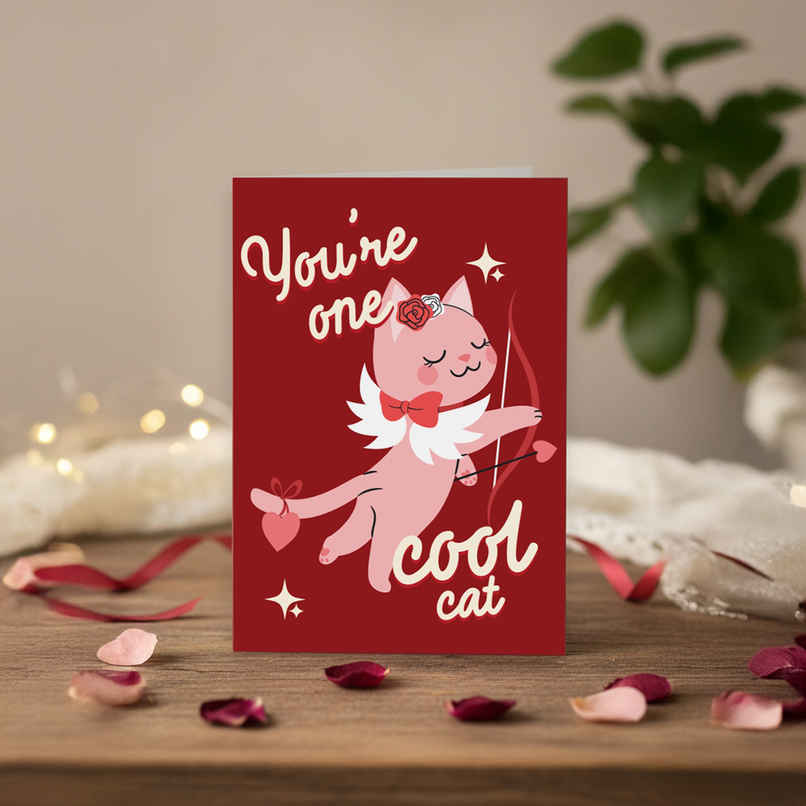 Cool Cat Love Greeting Card | Vibebling