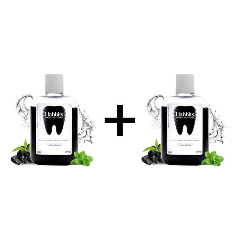 Habbits Natural Charcoal & Spearmint Mouthwash 250 ml X 2 Combo