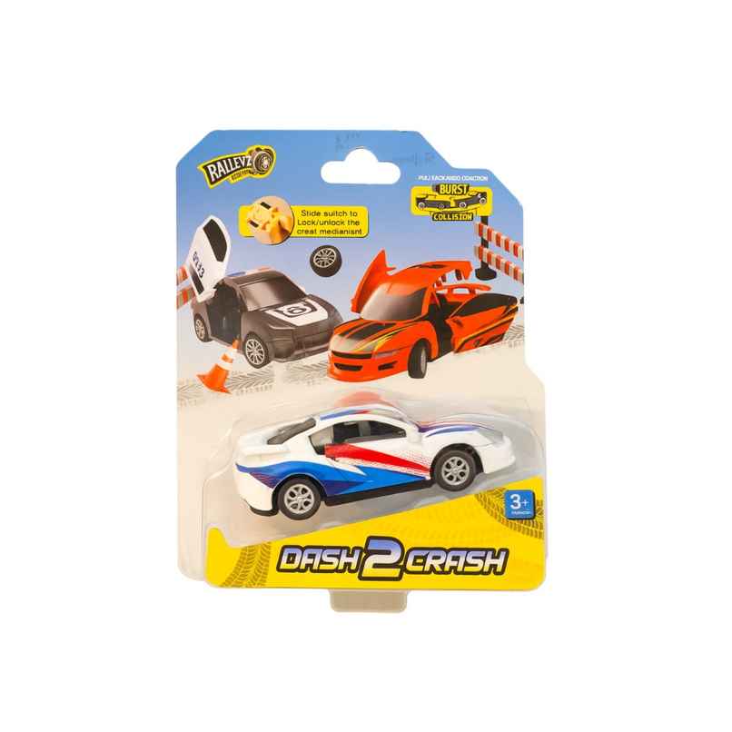Hamleys Ralleyz Dash 2 Crash Pull Back & Go Action Car, White Hamleys Ralleyz Dash 2 Crash Pull Back & Go Action Car, White