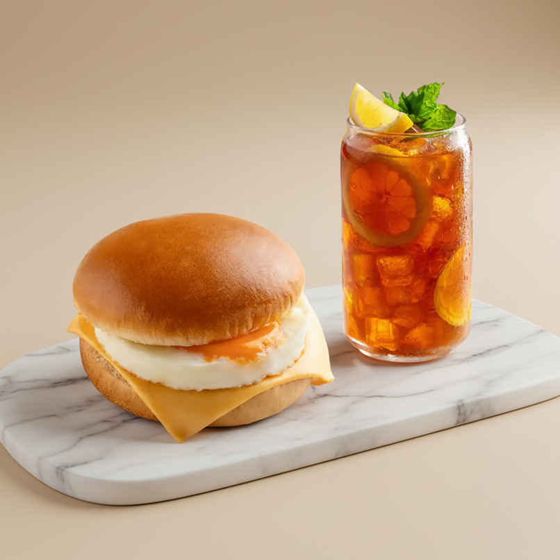Double Egg & Cheese Sandwich + Lemon Iced Tea