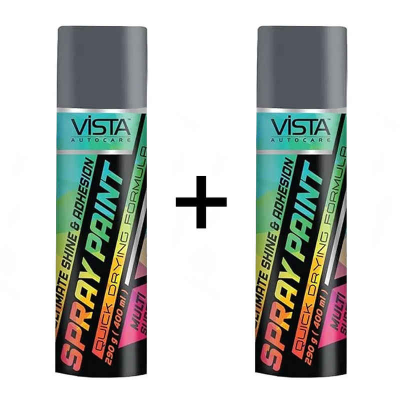 Vista Auto Care Silver Spray Paint Quick-Drying | Multi-Surface for Metal | Wood Combo