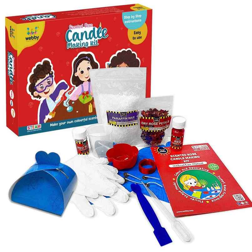 Webby Toys DIY Scented Rose Candle Making Art & Craft Game (Multicolour, 8+ years)