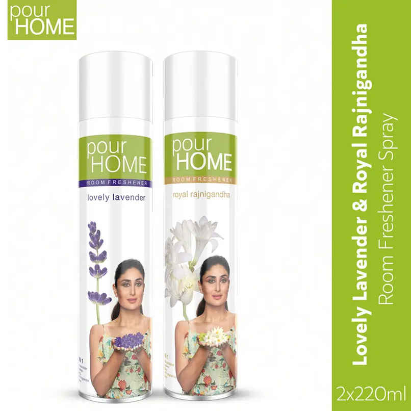 Pour Home Lovely Lavender & Royal Rajni Gandha Room Freshener Spray