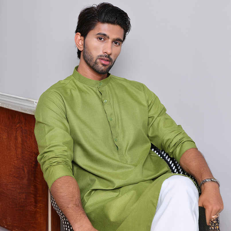 Jompers Men's Kurta | KO 5144 | Olive - XL
