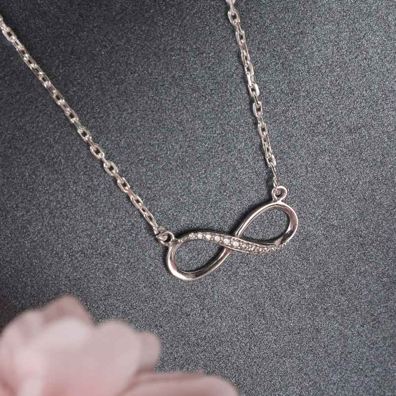 Clara 925 Sterling Silver Infinity Pendant Chain Necklace | Rhodium Plated | Swiss Zirconia Clara 925 Sterling Silver Infinity Pendant Chain Necklace | Rhodium Plated | Swiss Zirconia