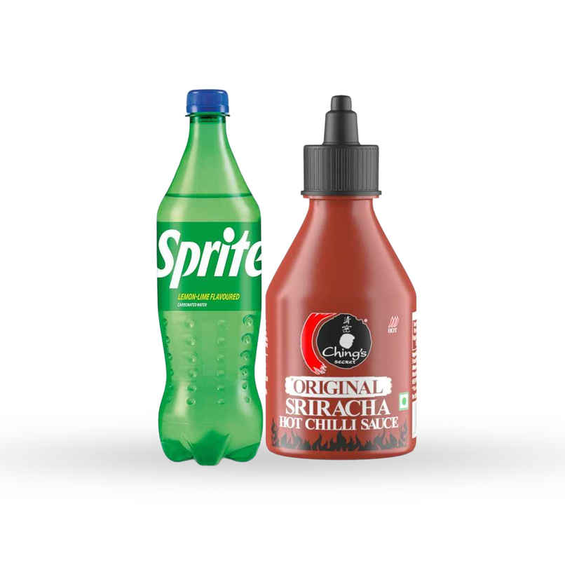 Sprite Lemon And Lime Soft Drink (750ml) & Ching'S Secret Original Sriracha Hot Chilli Sauce (Red), Dip, Spread, Cook, Drizzle (230g) Combo