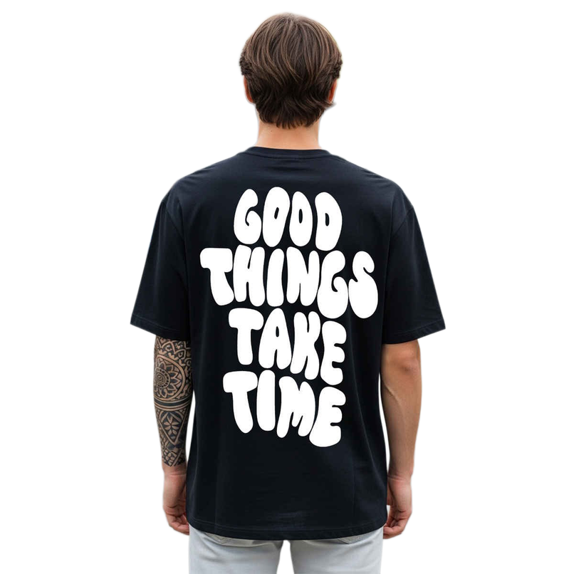 BENNY BROOKS Men's Round Neck half sleeve Oversized T-shirt |AA(ARN)BLACK62 | Black - L