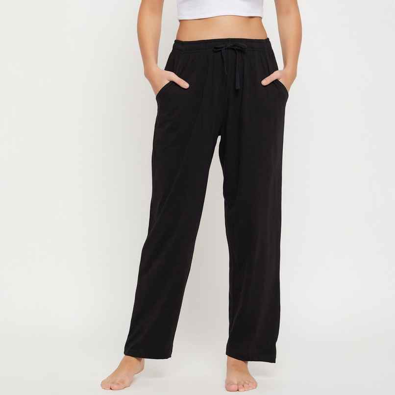 Clovia Women's Cotton Rich Pyjama | Black - 2XL
