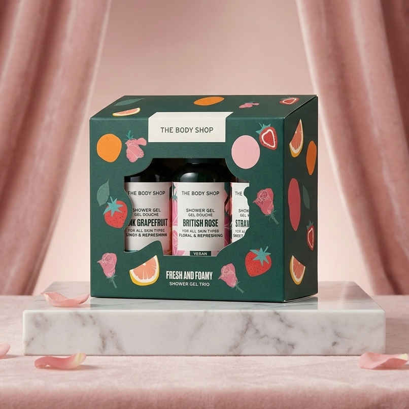 The Body Shop British Rose Shower Gel Strawberry Shower Gel Grapefruit Shower Gel Gift Box