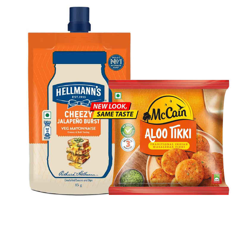 Hellmann'S Cheezy Jalapeno Burst Mayo (85g) & Mccain Aloo Tikki | Frozen Ready To Cook Potato Snack (400g) Combo 