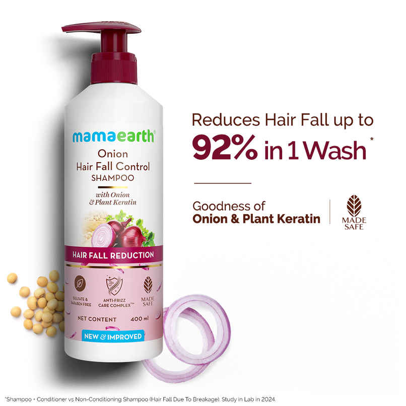 Mamaearth Onion Shampoo For Hair Fall Control & Hair Growth With Onion & Plant Keratin