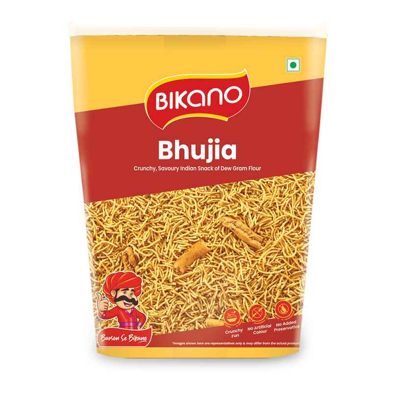 Bikano Bhujia Spicy & Crispy Namkeen | Made with Husked Dew Moth Bean Flour & Chickpea Flour