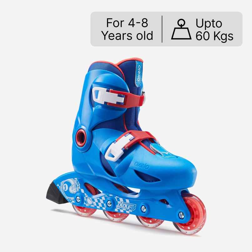 Decathlon | Oxelo Kids Skating Shoes Inline Size Adjustable | Blue - UK10C - UK11.5C