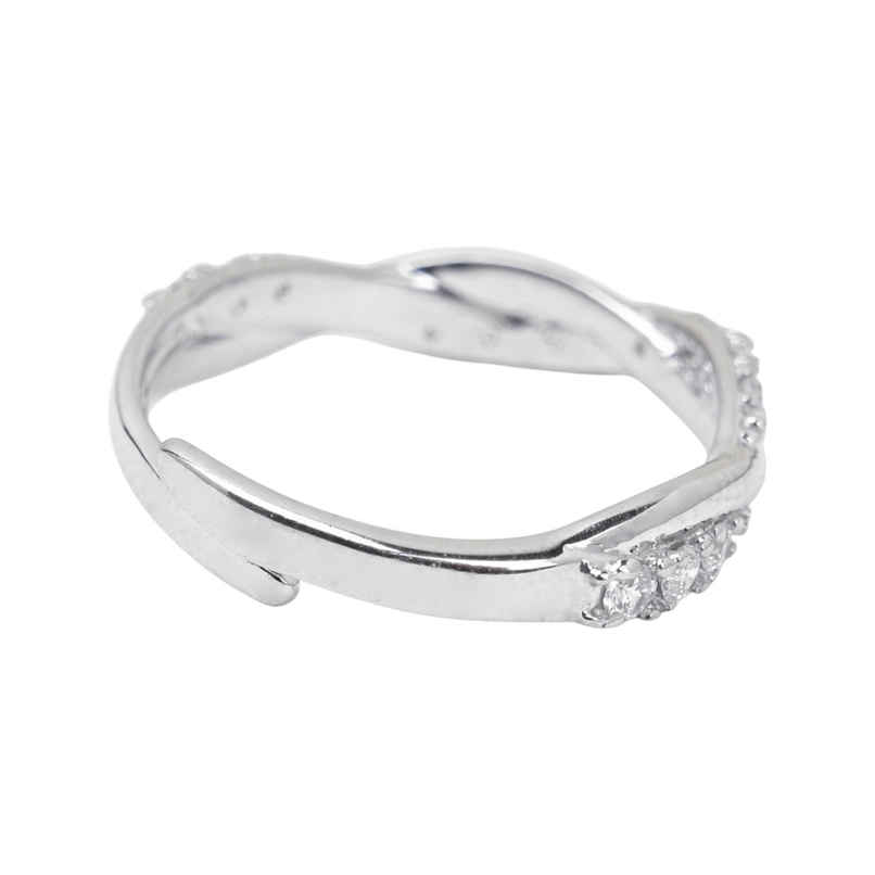 Clara Pure 925 Sterling Silver Twist Finger Ring | Adjustable Band | Swiss Zircon | Rhodium Plated Clara Pure 925 Sterling Silver Twist Finger Ring | Adjustable Band | Swiss Zircon | Rhodium Plated