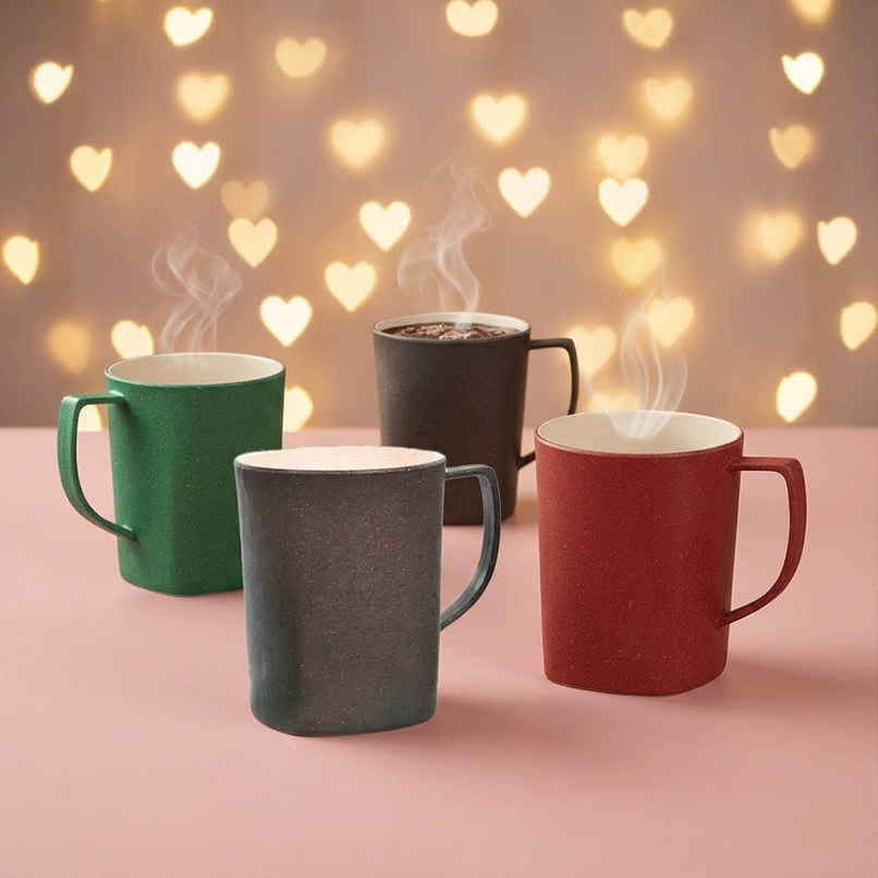 Eha Earth Friendly Duo Coffee Mug | 300 ml | Set Of 4 - Assorted