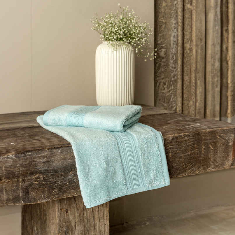 DDECOR Ecofriendly 70% Bamboo 30% Cotton Super Soft 650 GSM Solid Sustainable Hand Towel - Blue