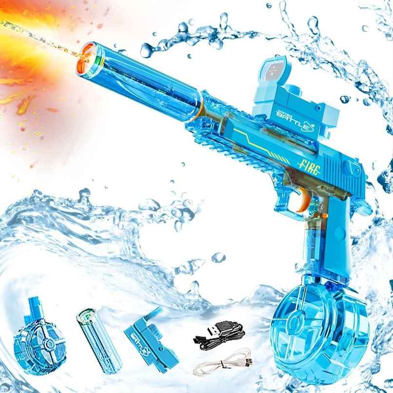 Toyshine Pistol Design Automatic Water Squirt Gun with Light | Rechargeable Holi Water Toy