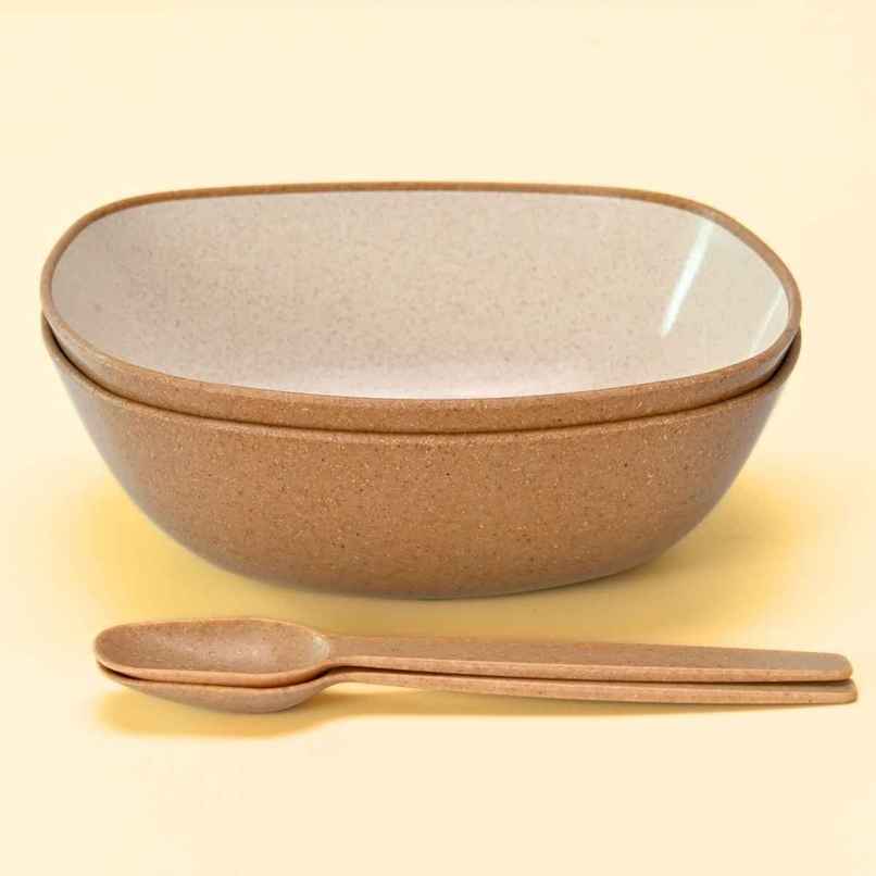 Eha Earth Friendly Multipurpose Bowls | 600 ml, 2 pcs, Tortilla | Made with Rice Husk Biocomposite