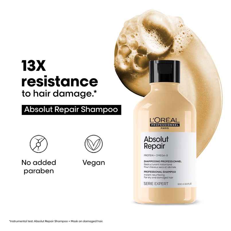 L'Oreal Professionnel Absolut Repair Shampoo For Dry and Damaged Hair With Wheat Protein L'Oreal Professionnel Absolut Repair Shampoo For Dry and Damaged Hair With Wheat Protein
