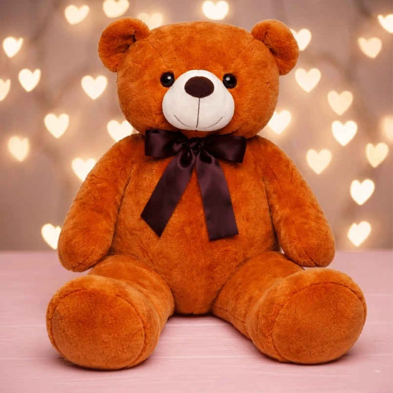 Toytales Soft Toy Brown Teddy Bear | Plush Stuffed Animal With Ribbon | Cute Toys For Kids 90 cm