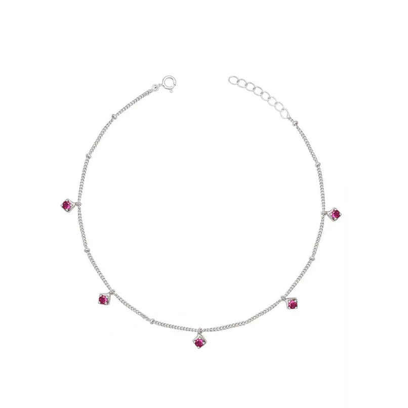 Unniyarcha Red Zircon 92.5 Sterling Silver Anklet