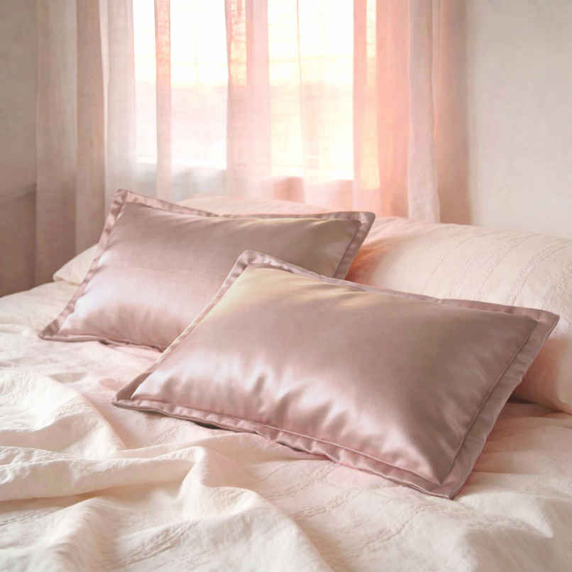 Bianca Premium Pillow Cover Set of 2 Pillow Covers | Faux Silk Solid | Champagne