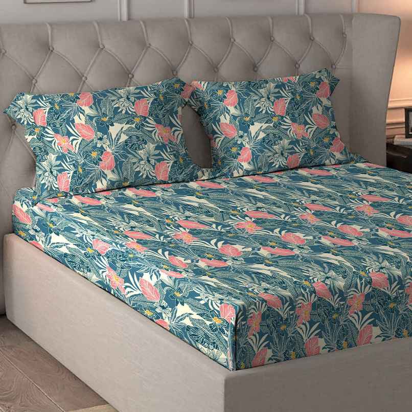 Home Elegance by myTrident Microfiber Bedsheet Set | Queen Size Double Bed sheet | 2 Pillow Covers | Wildflower