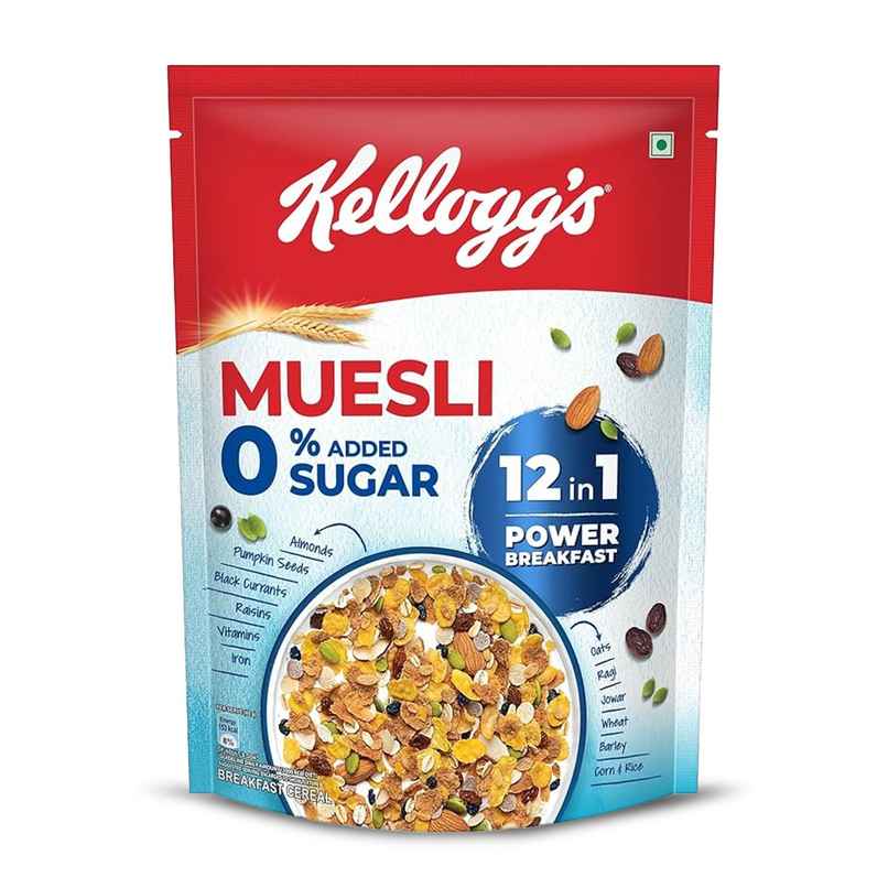 Kellogg's Muesli 0% Added Sugar | 12 in 1 Power Breakfast |High Protein