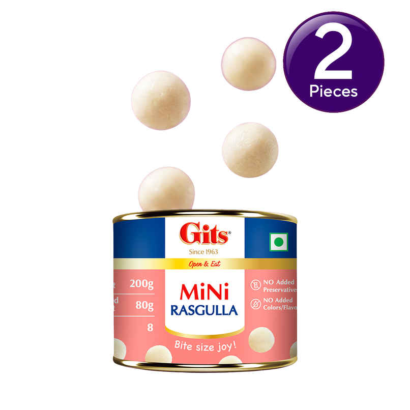 Mini Gulab Jamun Tin (225g) & Gits Mini Rasgulla Tin (200g) Combo Mini Gulab Jamun Tin (225g) & Gits Mini Rasgulla Tin (200g) Combo