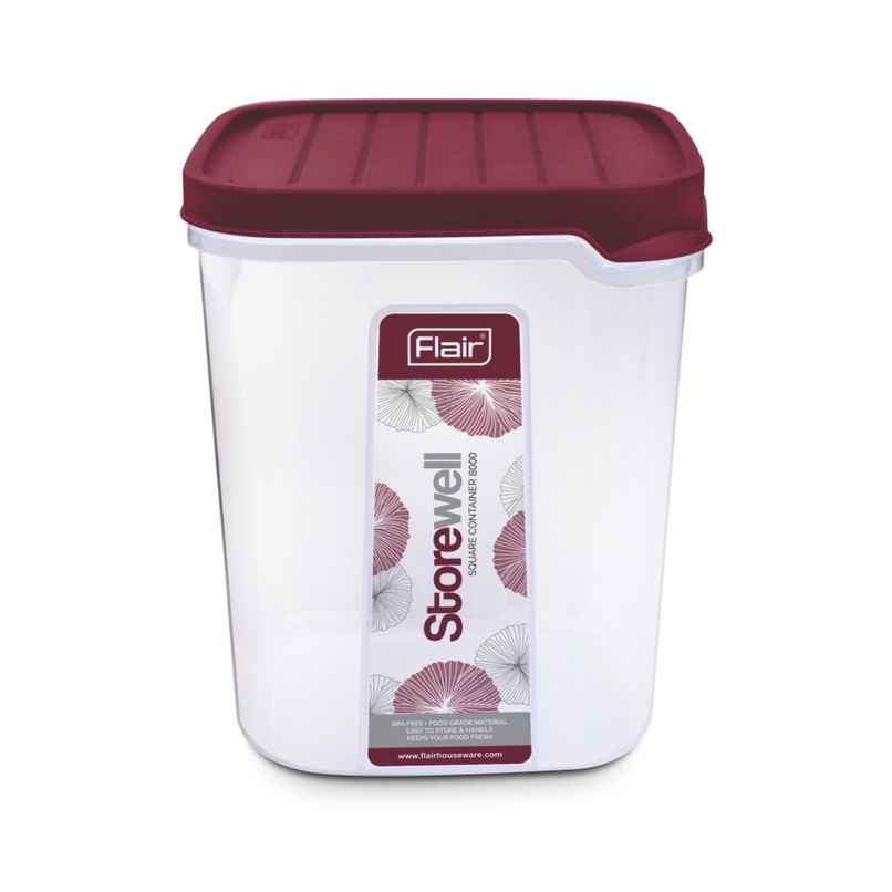 Flair Plastic Storewell Food Storage Container | BPA Free | For Spices-Grains | Maroon - 12000 ml