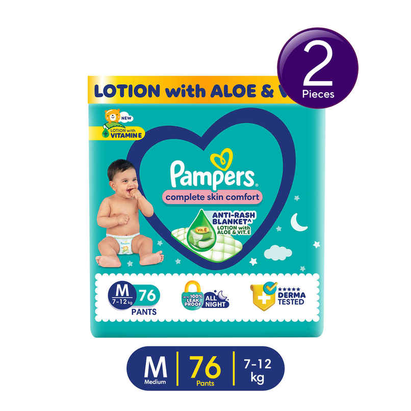 Pampers All Round Protection Baby Diapers | Pant Style | M | 76 pcs Combo
