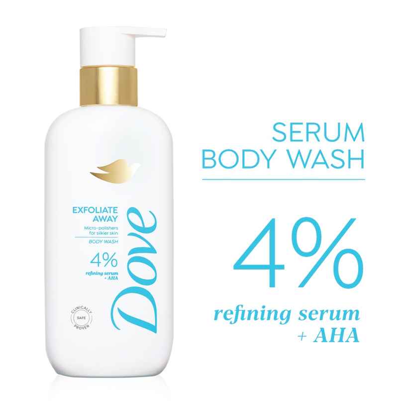 Dove 4% Refining Serum + AHA Exfoliate Away Serum Body Wash Dove 4% Refining Serum + AHA Exfoliate Away Serum Body Wash