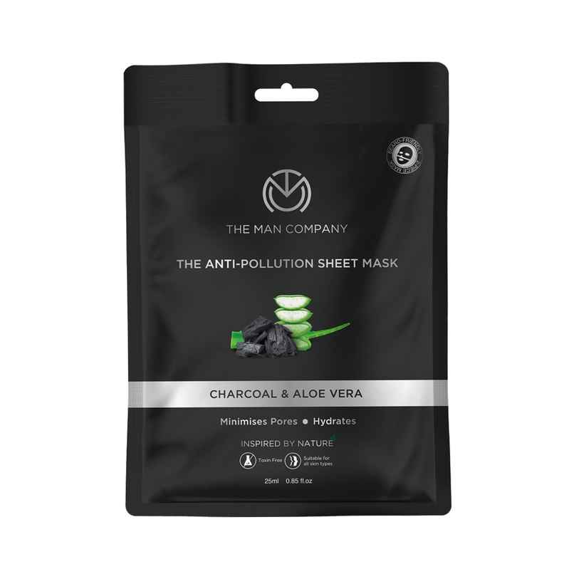 The Man Company Charcoal Face Sheet Mask - Removes Access Oil & Blackheads