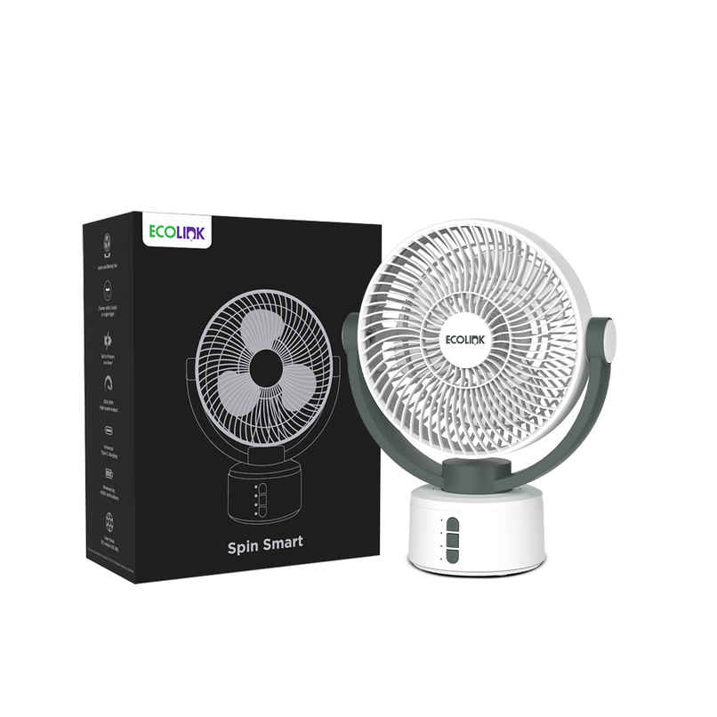 EcoLink Spin Smart Desk Fan (White Grey) | USB Rechargeable