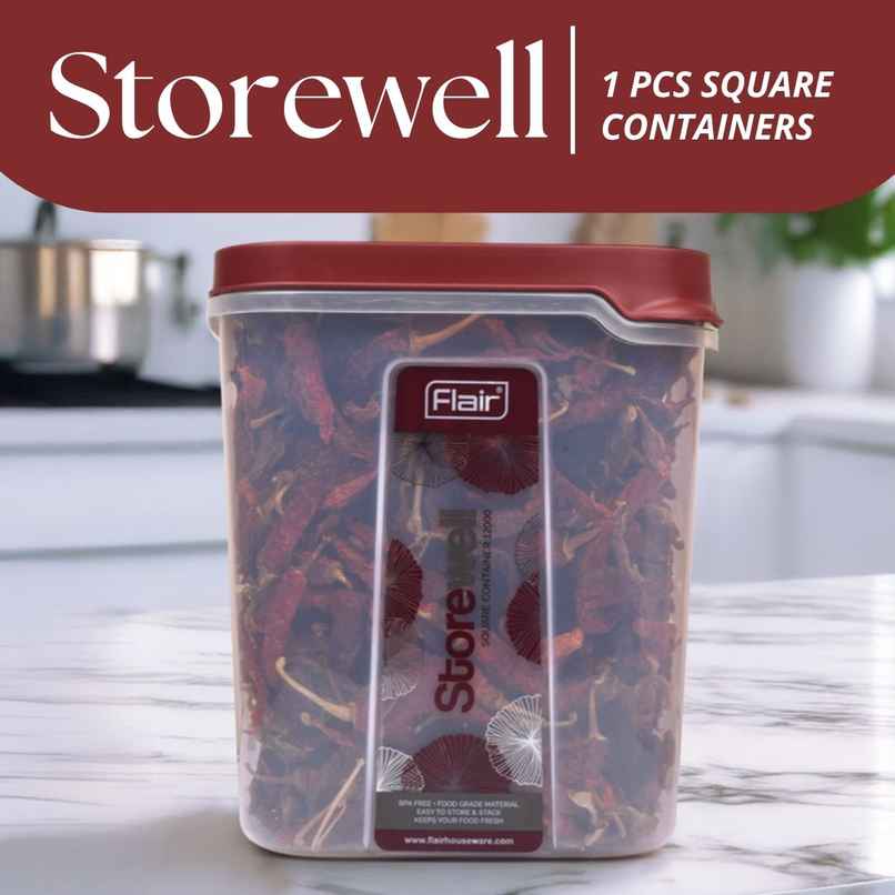 Flair Plastic Storewell Food Storage Container | BPA Free | For Spices-Grains | Maroon - 12000 ml Flair Plastic Storewell Food Storage Container | BPA Free | For Spices-Grains | Maroon - 12000 ml