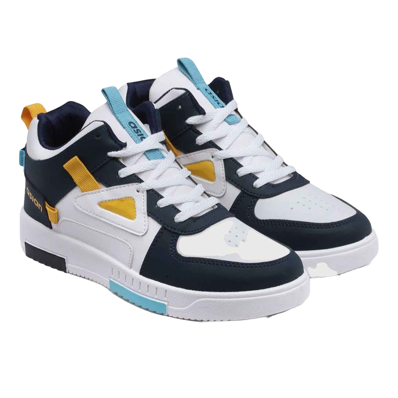 Asian Tarzan-11 Men High Top Sneakers White-Navy (Size-8)