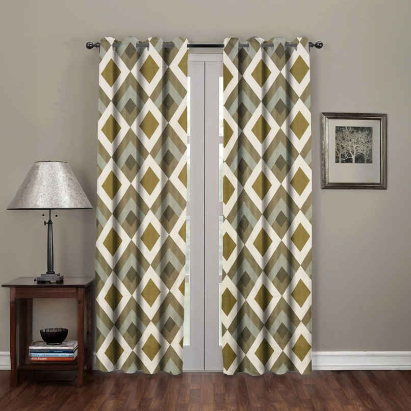 BAY6 Polyester Long Door Curtains - Set of 2 - (8x4 ft) - Dark Green