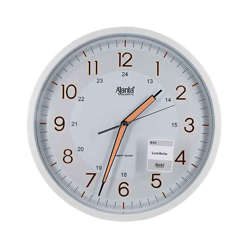Ajanta Wall Clock Night Glow Clock Radium Clock (310 x 44 x 310mm) Pearl White