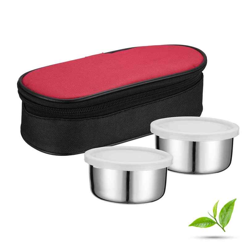 Jensons Stainless Steel Essence Lunch Box with 2 | Leak Resistant Containers |300mlX2