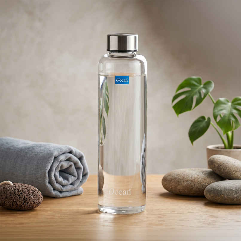 Ocean Lumi Bottle | Borosilicate Glass | Slim Lid | 1 L | Transparent