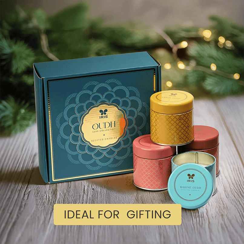 IRIS Oudh Aroma Tin Candles Luxe Collection | Assorted Gift Set IRIS Oudh Aroma Tin Candles Luxe Collection | Assorted Gift Set